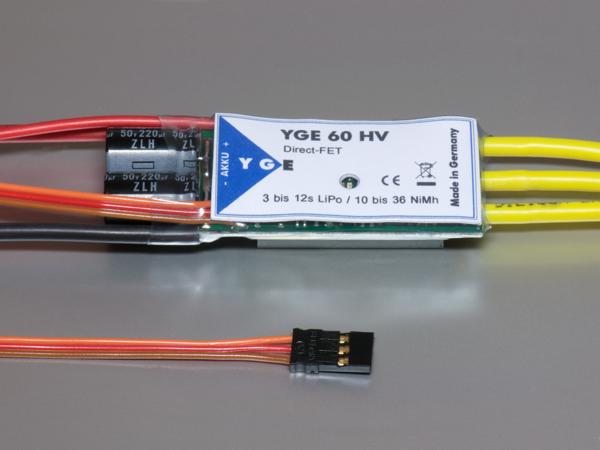 YGE  60 HV (OPTO, 10-36NiXx, 3-12Lipo) Brushless Regler