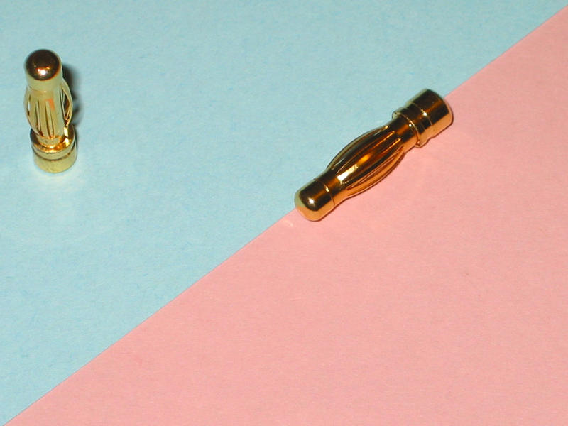 4mm  Stecker vergoldet / Goldstecker * ALU (60% leichter!)