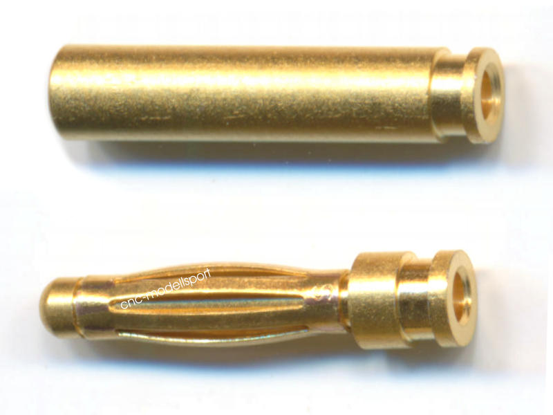 2mm  Stecker vergoldet / Goldstecker * ALU, kurz (80% leichter!)